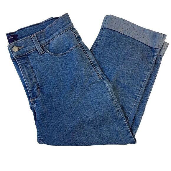 NYDJ Lift & Tuck Sparkle Hem Cropped High Waist Capri - Women’s 8 - Picture 1 of 10
